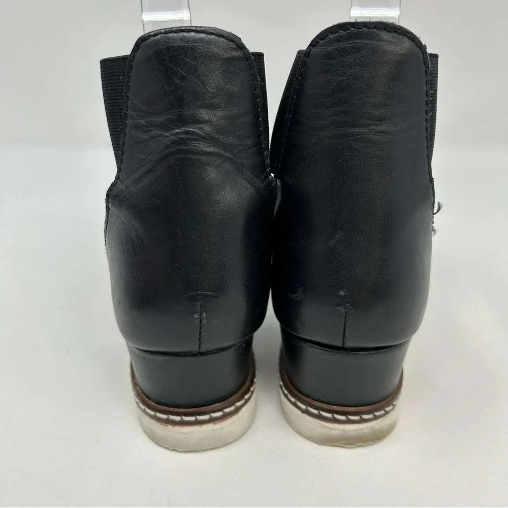 Diba True Black Leather and Fabric Strappy Wedge Comfort Sandals Size 9.5